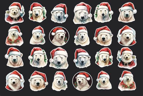 Polar Bear Stickers Set Of 24 Stickers Christmas Stickers Journal