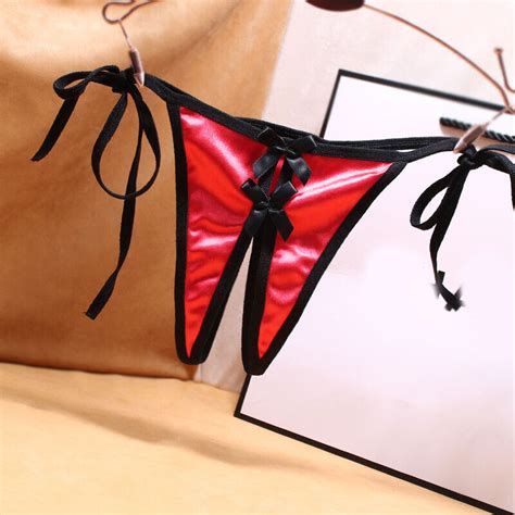 Sexy Women S Satin Crotchless Thong G String Panties Lingerie Underwear