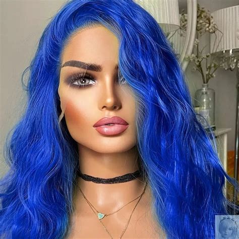 26 Inch Synthetic Lace Front Wig Wave Blue Lovedollsenpai