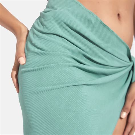 Buy Secrets By ZeroKaata Women Ribbed V Neck Beach Wear Bikini Bra With Sarong Set Of 3 Online
