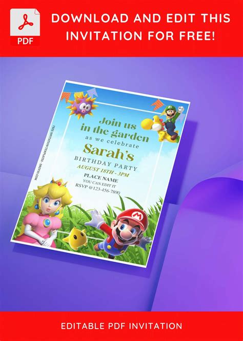 Free Editable Pdf Calling All Gamers Super Mario Birthday Invitation