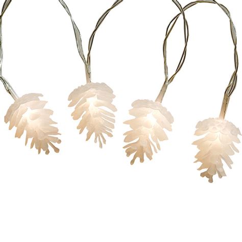 White Pine Cone Lights Size Options Holiday Decor Apollobox