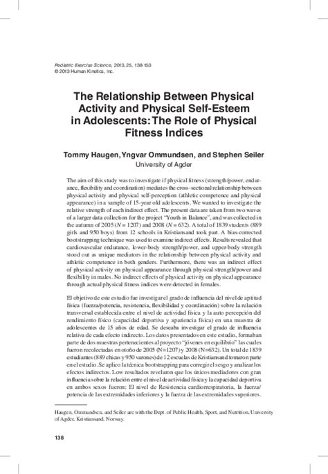 Pdf The Relationship Between Physical Activity And Physical Self