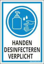 Pictogramsticker Ook Als Bordje HANDEN DESINFECTEREN VERPLICHT