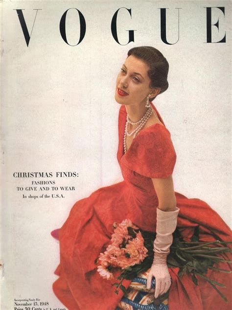 A Woman In A Red Dress And Pearls On The Cover Of A Magazine With Flowers