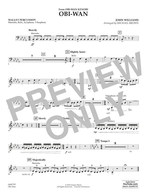 Obi Wan Arr Michael Brown Mallet Percussion By John Williams Sheet Music For Concert Band