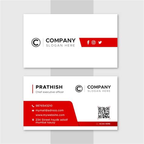 Premium Vector Modern Business Card Template Qr Code Red