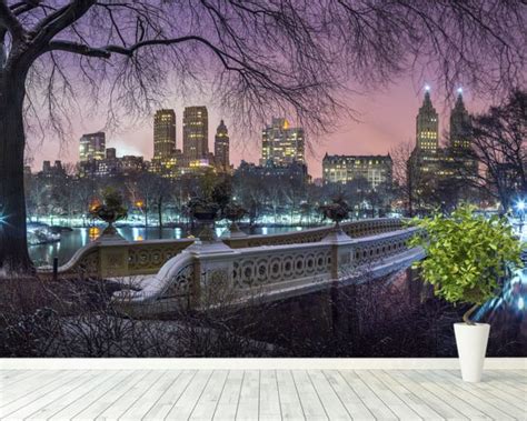 Central Park with Manhattan Skyline Lights Wall Mural & Central Park ...