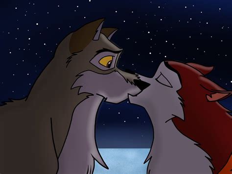 Cartoon Wolves Kissing