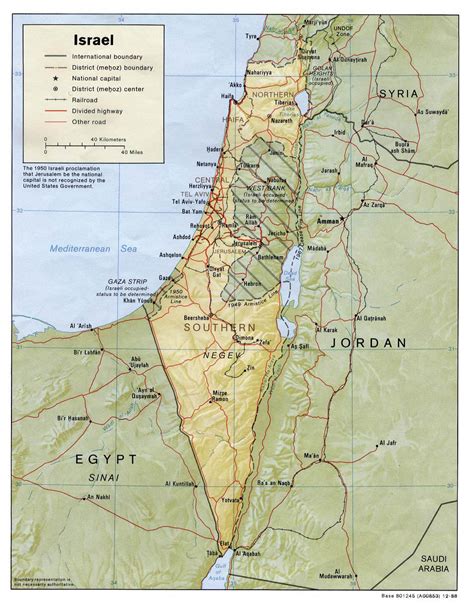 Detailed Relief And Political Map Of Israel Israel Detailed Relief And