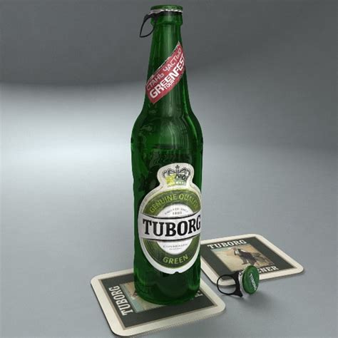 Bottles Tuborg Green Beer Cap 3d Model