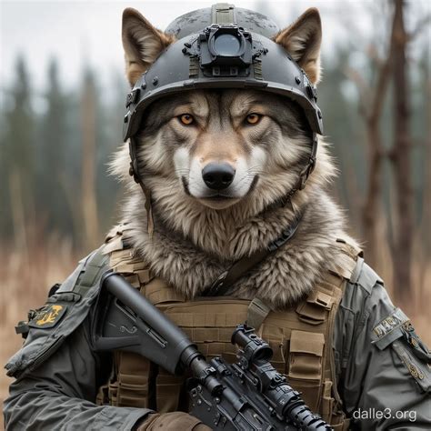 Gray Wolf Elite Special Forces Soldier with Rifle | Dalle3 AI