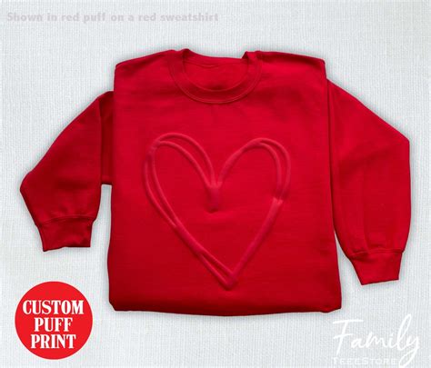 Puff Heart Sweatshirt Valentines Day Puff Sweatshirt Puff Print