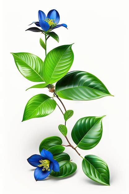 Premium Ai Image Green Leaves Vine With Blue Flower Of Asian