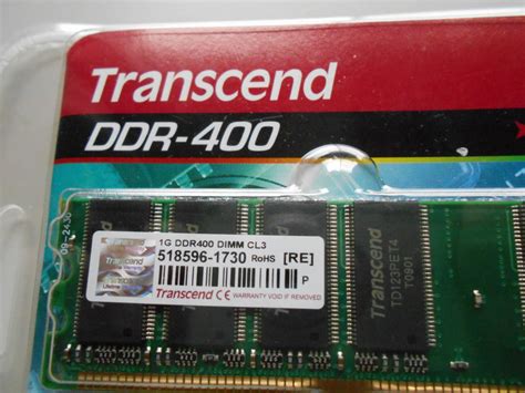 新品新品 未使用Transcend デスクトップPC用 PC 3200 DDR 400 1GB 184pin DIMM