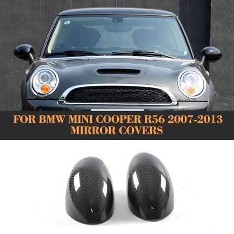 Carbon Fiber Add On Rearview Mirror Caps Covers Trim For Bmw Mini