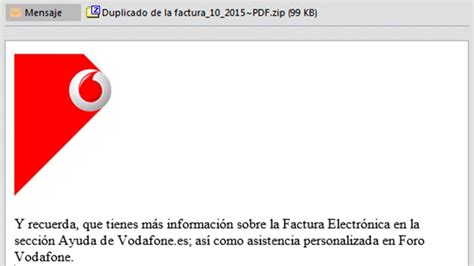 Incibe alerta de una campaña que duplica facturas de Vodafone para