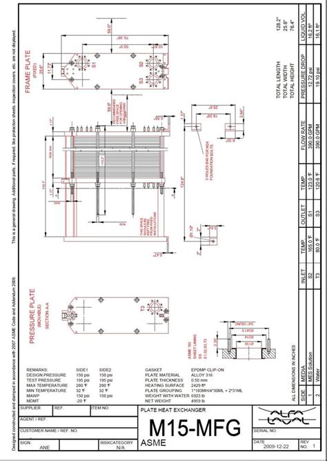 ALFA LAVAL M15 MFG Plate Heat Exchanger Plate Heat Exchangers