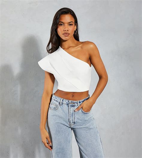 Buy Misspap One Shoulder Structured Asymmetric Top In White 6thstreet