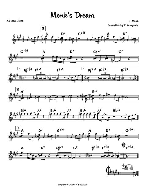 Monks Dream Lead Sheet Eb Pdf