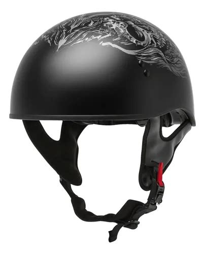 Casco Gmax Hh 65 Half Ghost rip Naked Negro Mate plata LG Envío gratis