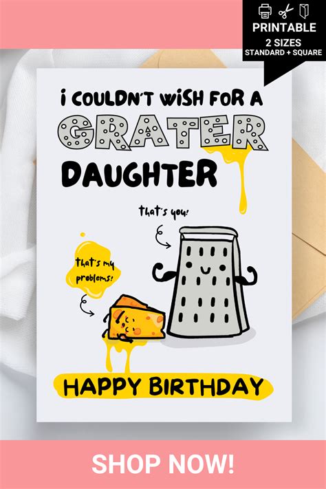 Grater Daughter, Funny Printable Birthday Card, Printable Birthday Card ...