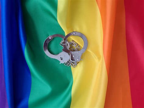 Handcuffs And Gay Flag Arrest Gays And Lesbians Stock Photo Image Of Lgbt Flag