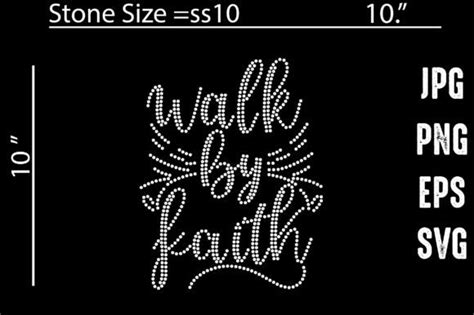 Walk By Faith Rhinestone Template Graphic By Mrumu Creative Fabrica