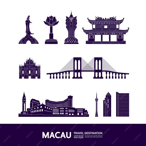 Macau travel destination illustration. | Premium Vector