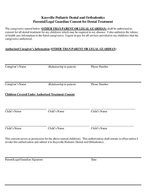 Fillable Online Caregiver Consent Form For Treatment Of A Fax Email