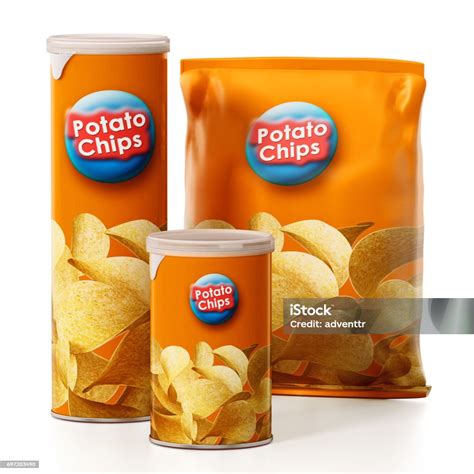 Potato Chips Packages Isolated On White Stock Photo Download Image