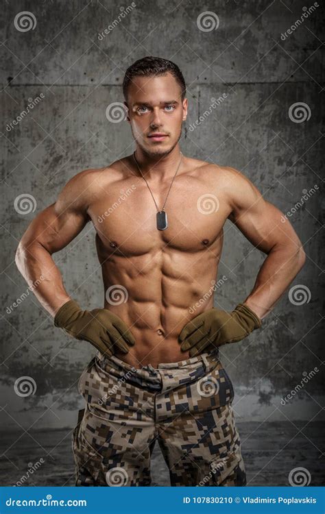Awesome Army Man With Naked Torso Stock Photo Image Of Beauty Perfection 107830210