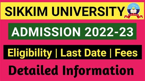 Sikkim University Admission 2022 23 How To Apply Step By Step Process Eligibility Fees And Last