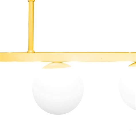 Lustre Pendente Jabuti Six Cor Dourado Globos Branco Fosco Para 6