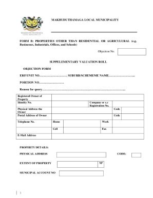 Fillable Online Objection Form For Valuation Roll Fax Email Print