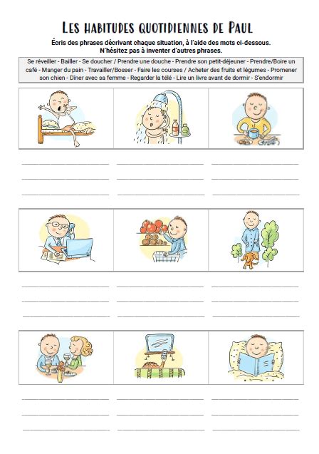 Voici un exercice gratuit dexpression écrite avec 9 images où il s