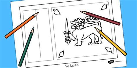 Sri Lanka Flag Colouring Sheet (teacher made) - Twinkl