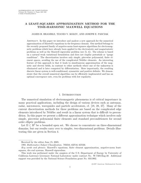 Pdf A Least Squares Approximation Method For The Time Harmonic