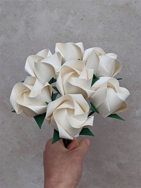 Ivory origami paper roses bouquet – Artofit