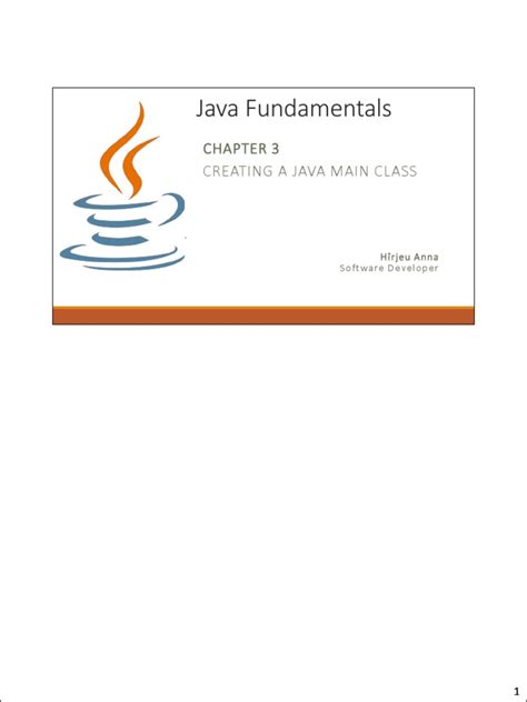 Chapter 2 Java Fundamentals Creating A Java Main Class Pdf