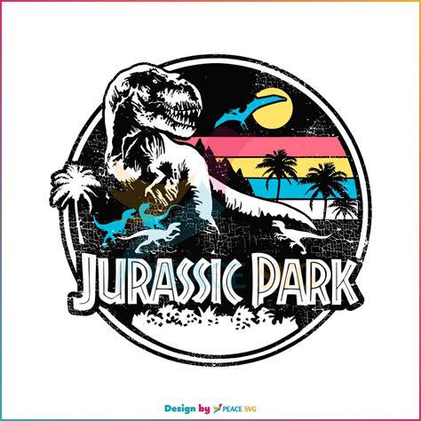 Jurassic Park Striped Logo Retro Svg Graphic Design File Peacesvg