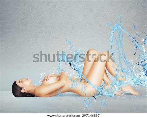 Naked Woman Lying Splashing Blue Water Stock Photo Shutterstock