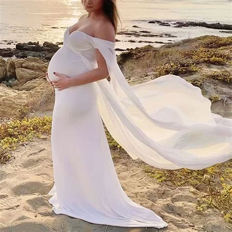 Sexy Shoulderless Maternity Dresses For Photo Shoot Long Fancy