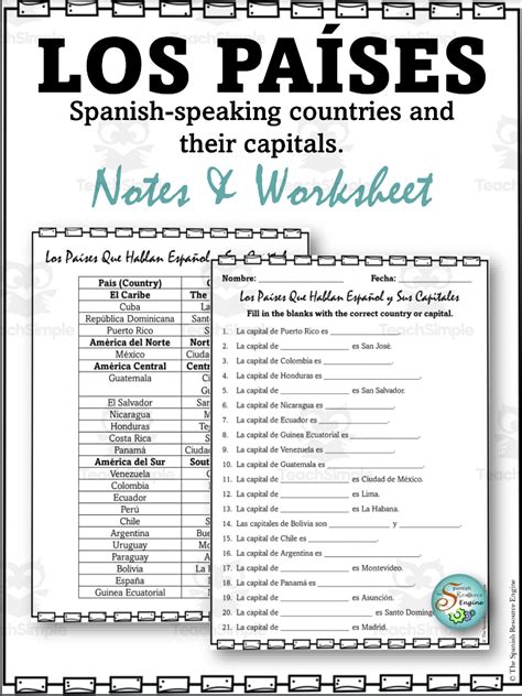 Spanish Coutries And Capitals Speaking Spanish By Teach Simple