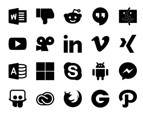 20 Social Media Icon Pack Including Messenger Chat Linkedin Skype