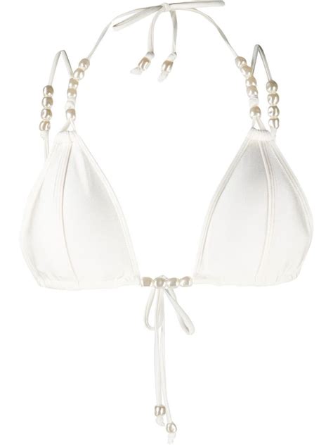 Cult Gaia Pearl Embellished Triangle Bikini Top Farfetch