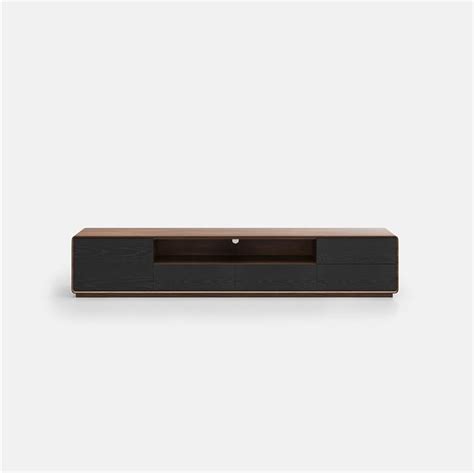 Povison Modern Wood Black Tv Standtv Stand Cabinetlowline Media