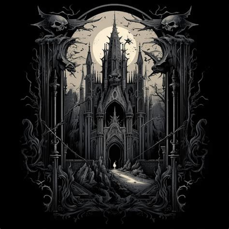 Premium Ai Image A Black And White Image Of A Gothic Gothic Castle