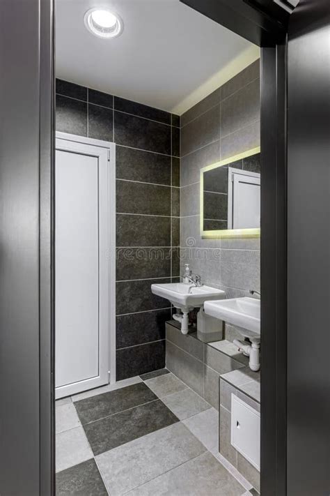 Grey Black Toilet in Modern Office Building Stock Photo - Image of contemporary, domestic: 293939846