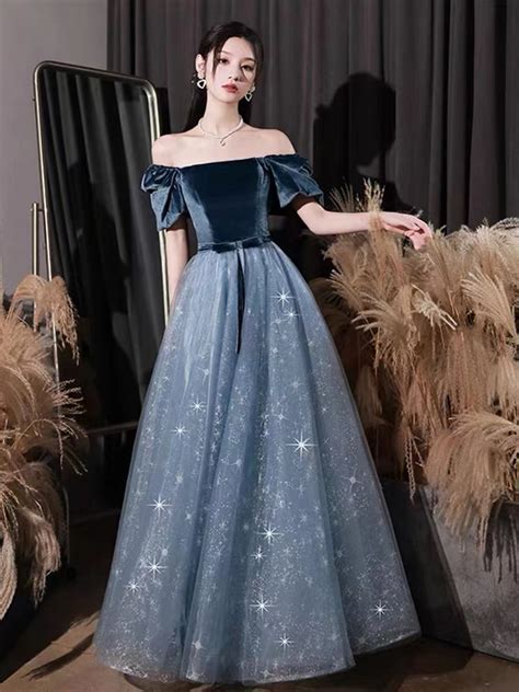 Off Shoulder Evening Dress Tulle Prom Dress Pincess Party Dress Off